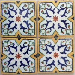 4 CARREAUX DESVRES ANCIENS TILES AZULÉJOS