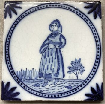 CARREAU DESVRES ANCIEN PERSONNAGE TILE CARRELAGE