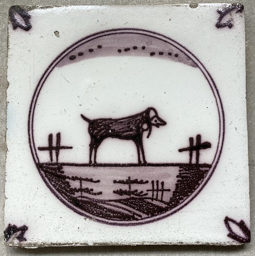 CARREAU DESVRES CHIEN TILE TEGEL AZULEJO